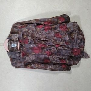 2/$10 04509 Ivy Jane gray, green, and red floral print blouse S